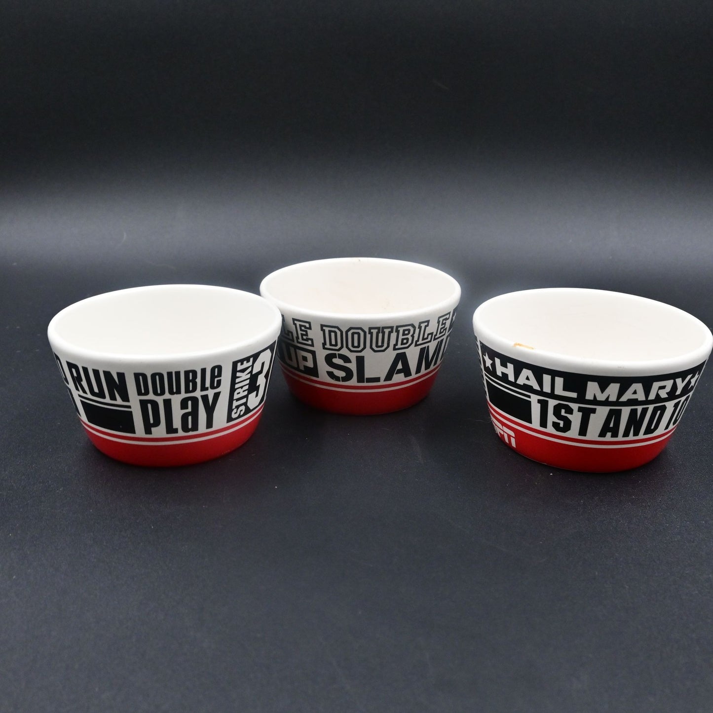 ESPN Hallmark Ceramic Super Bowl Snack Bowls Dip Bowls Bundle Of 3