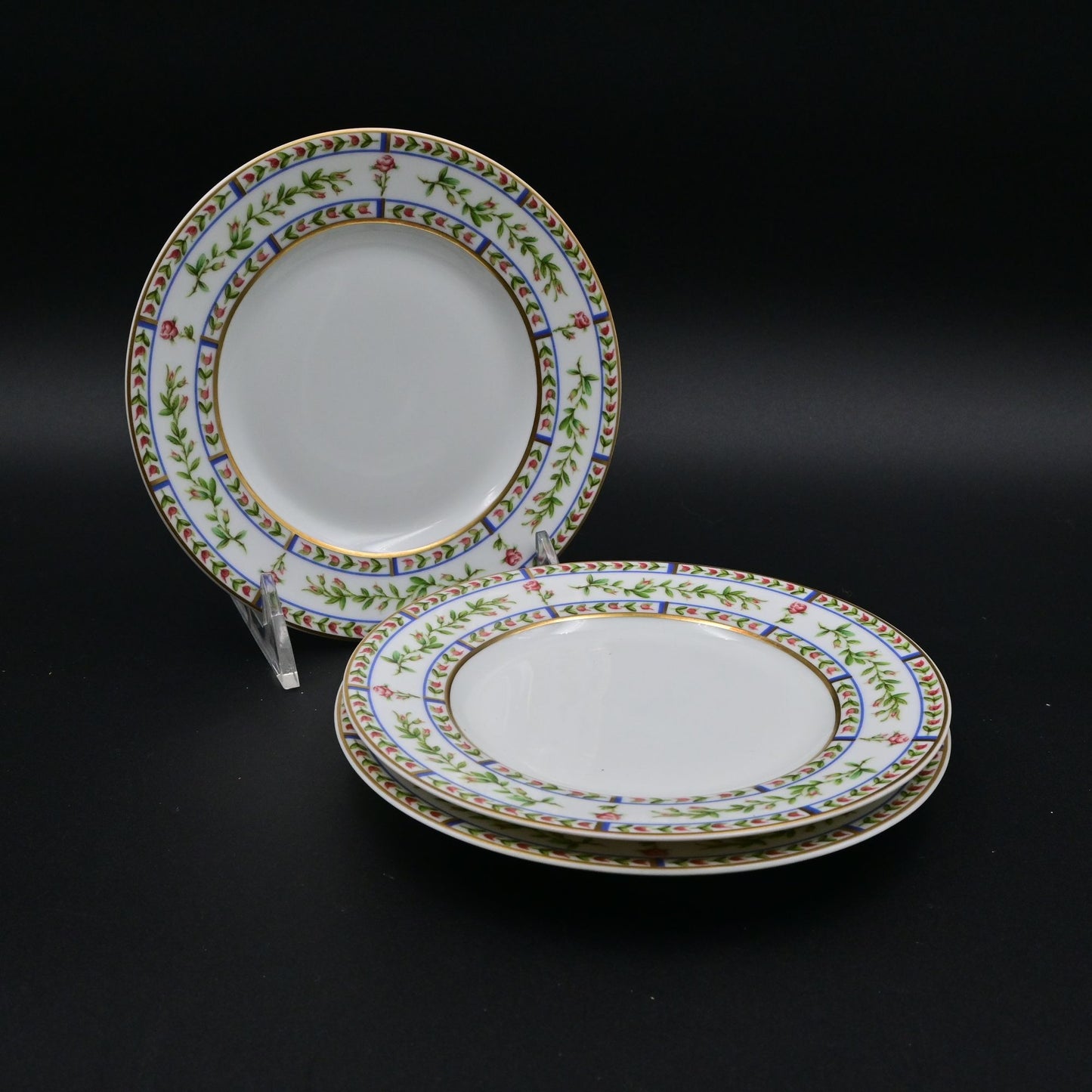 A. Raynaud & Co Limoges France Histoire De Roses Porcelain Bread Plates Set Of 3