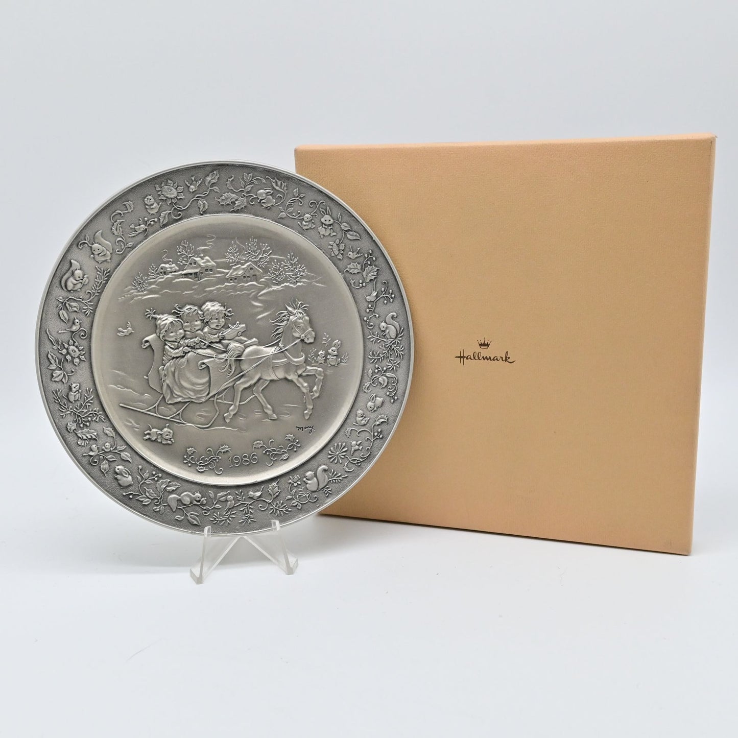 Hallmark Collectible Mary Hamilton Pewter Plate Christmas Is Remembering Time