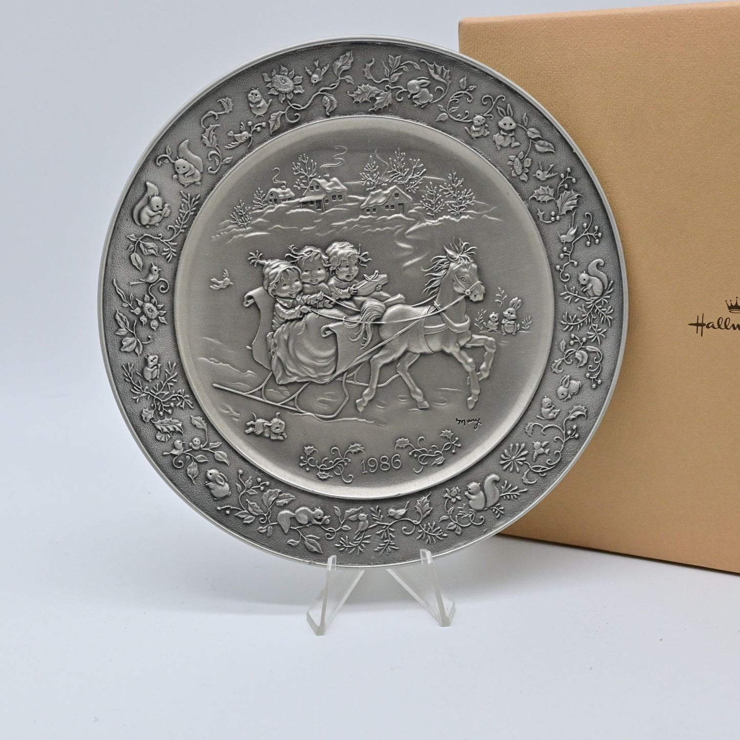 Hallmark Collectible Mary Hamilton Pewter Plate Christmas Is Remembering Time