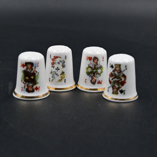 Thimbles Sewing 4 Playing Cards Ace-Clubs King-Spades Queen-Heart Jack-Diamond