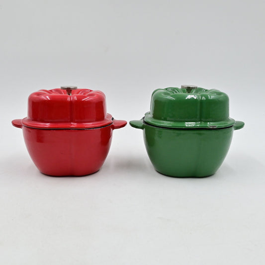 Red And Green Bell Pepper Cast Iron Mini 4"