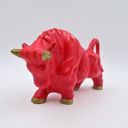 Red Ceramic Bull Vintage 1960's Figurine