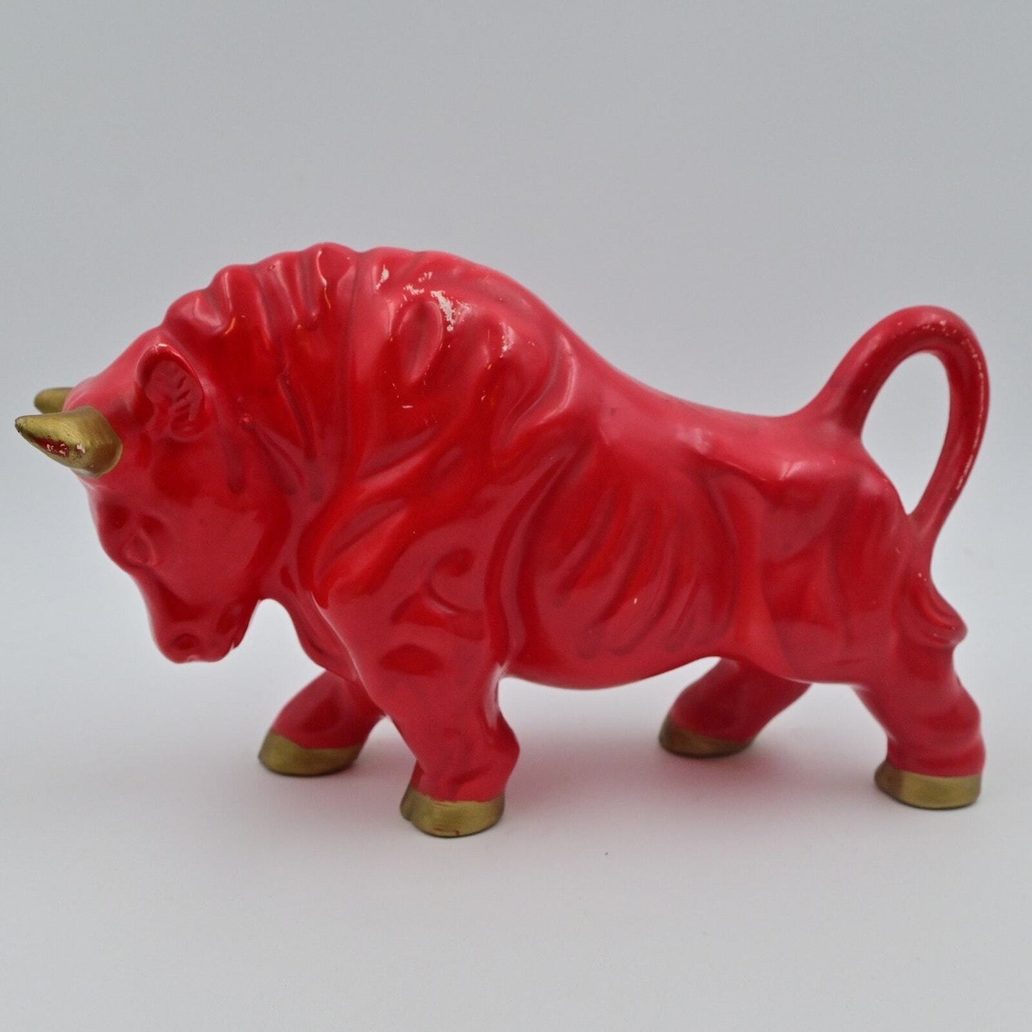 Red Ceramic Bull Vintage 1960's Figurine