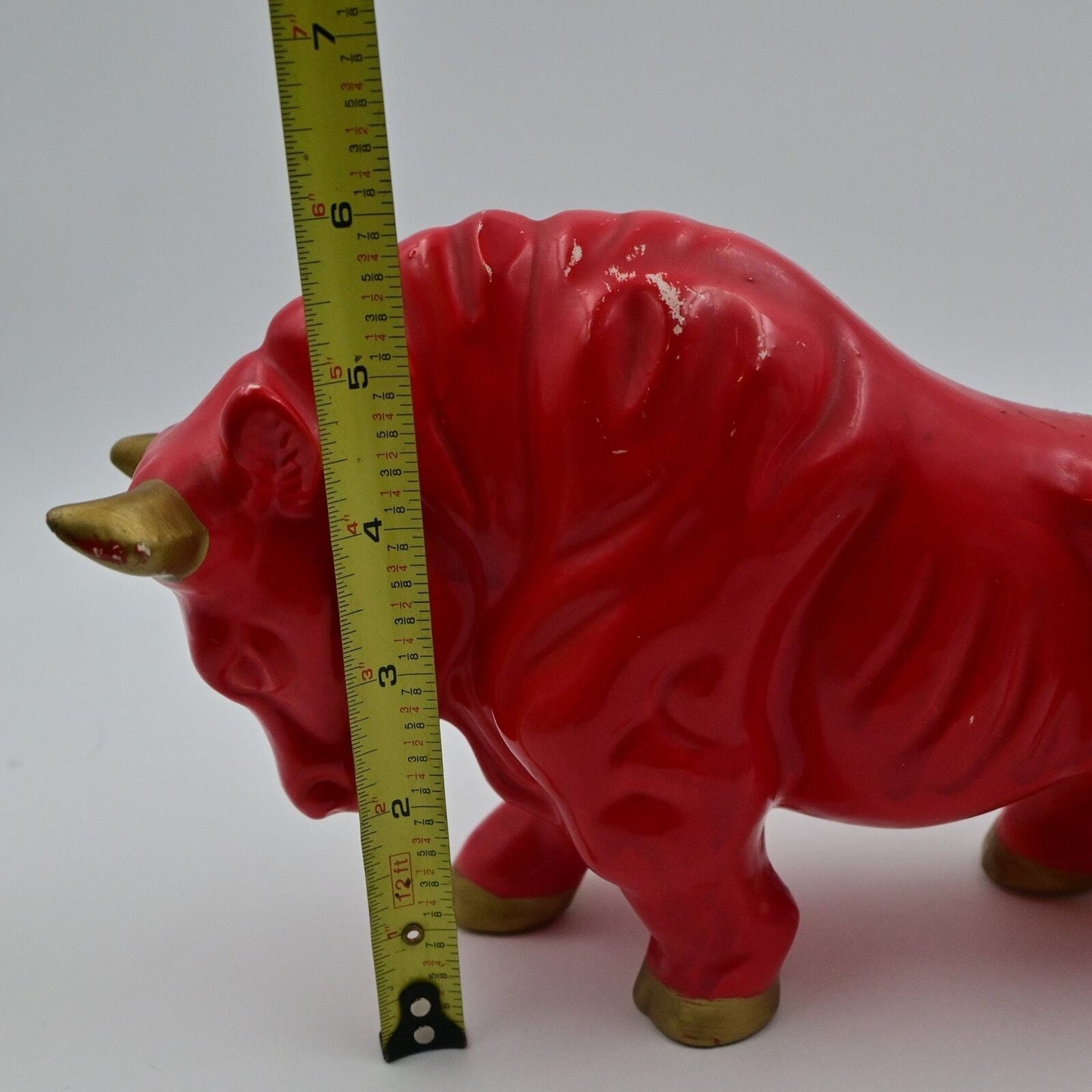 Red Ceramic Bull Vintage 1960's Figurine