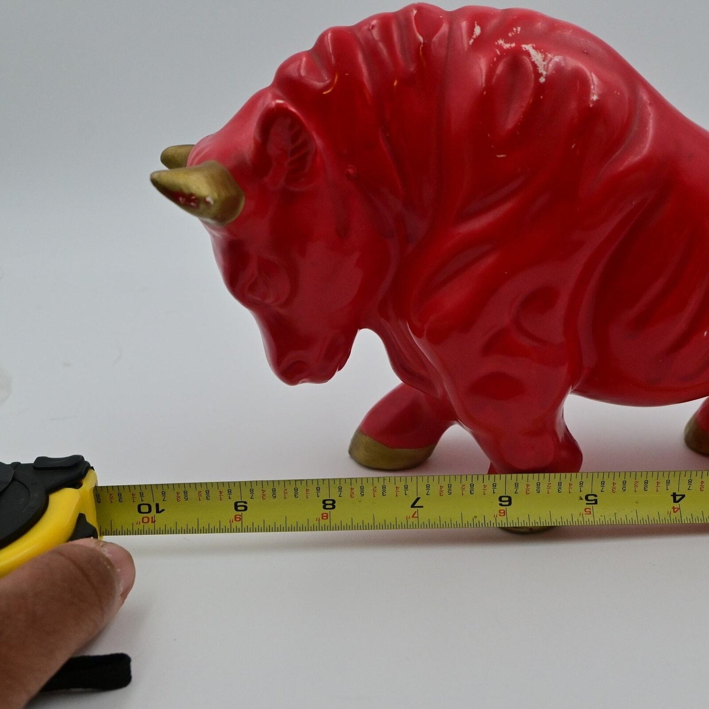 Red Ceramic Bull Vintage 1960's Figurine