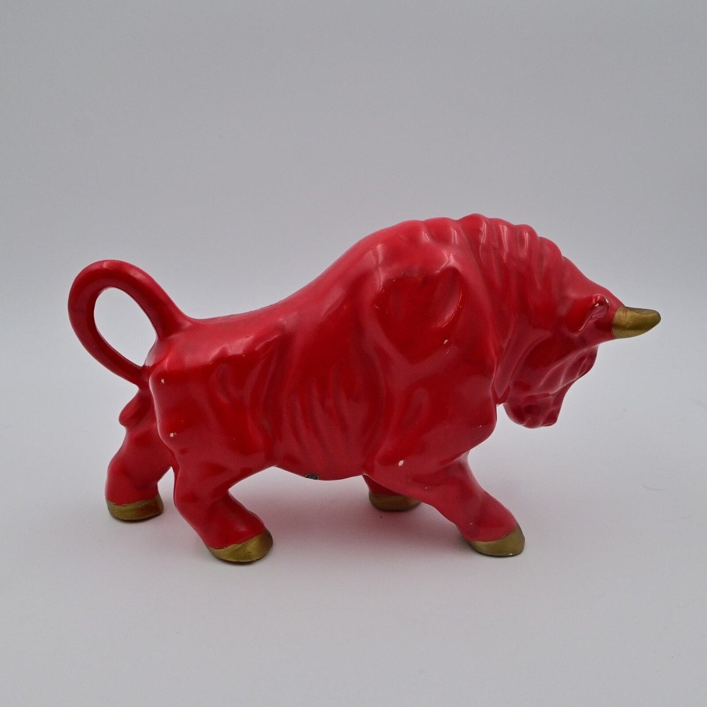 Red Ceramic Bull Vintage 1960's Figurine
