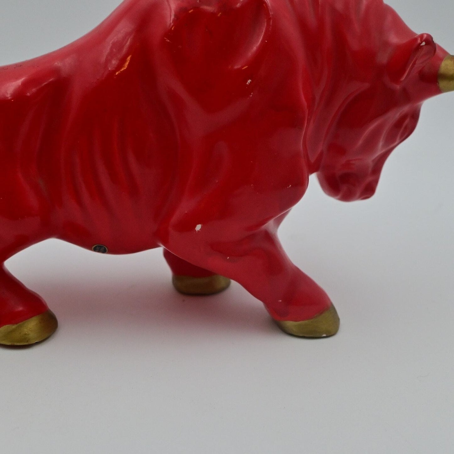 Red Ceramic Bull Vintage 1960's Figurine