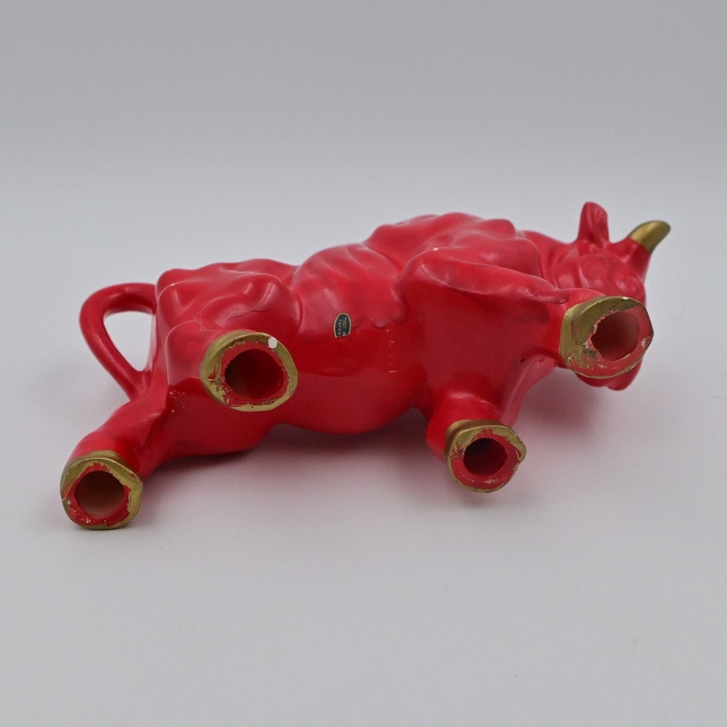Red Ceramic Bull Vintage 1960's Figurine