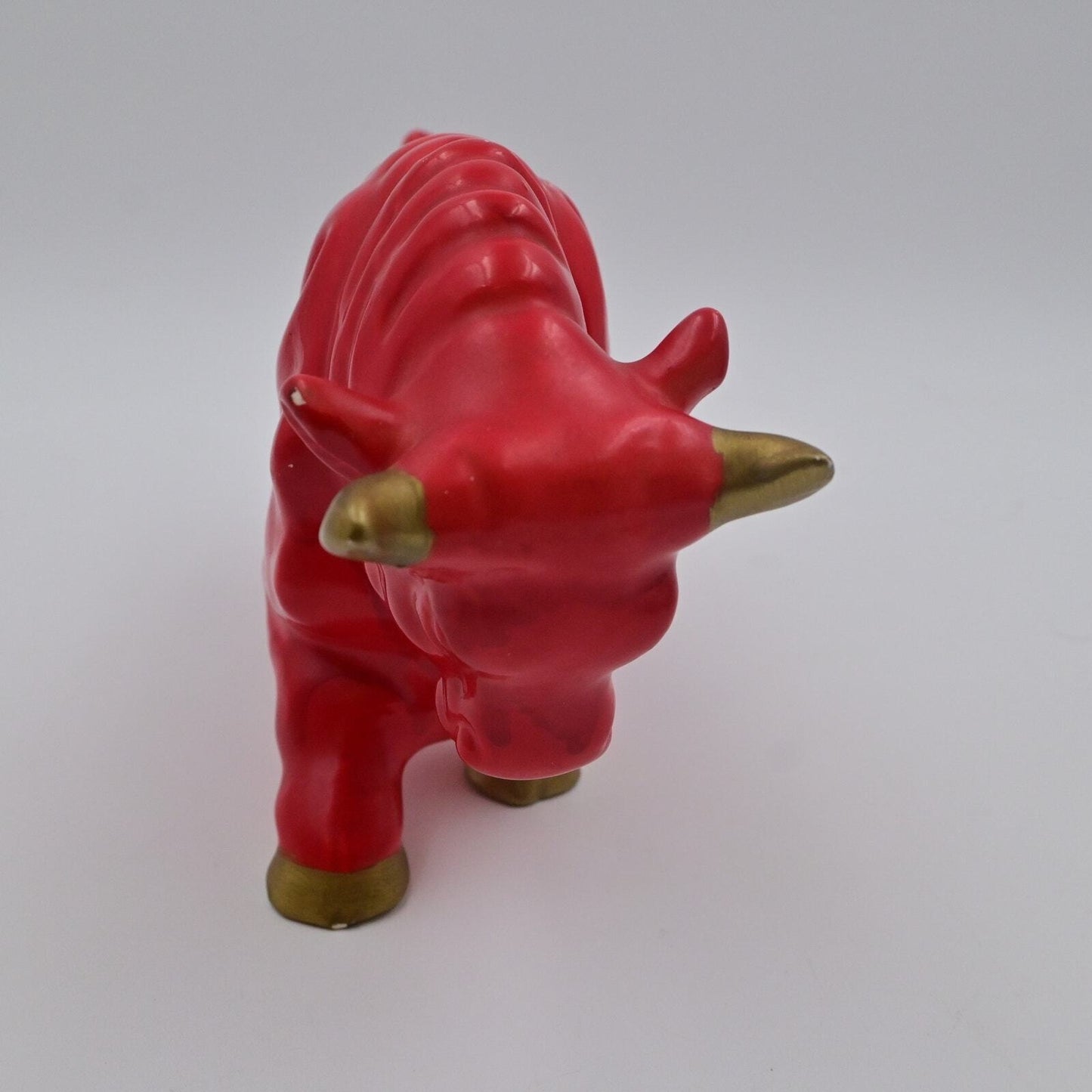 Red Ceramic Bull Vintage 1960's Figurine