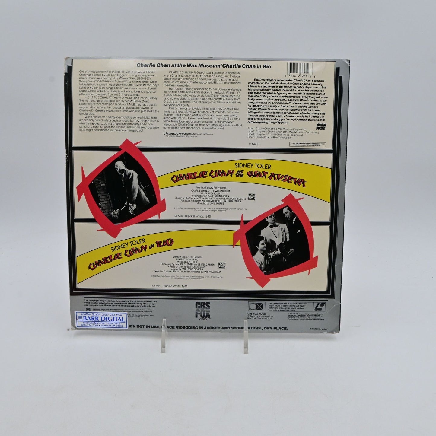 The Charlie Chan Collection Wax Museum & Rio ~ Sidney Toler Laserdisc
