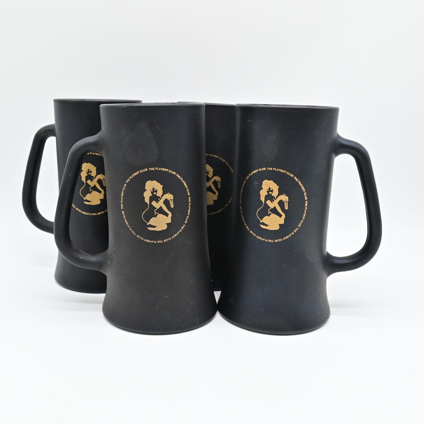 Vintage Playboy Club Black Beer Steins With Gold Logo Set Of 4