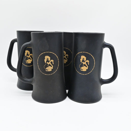 Vintage Playboy Club Black Beer Steins With Gold Logo Set Of 4