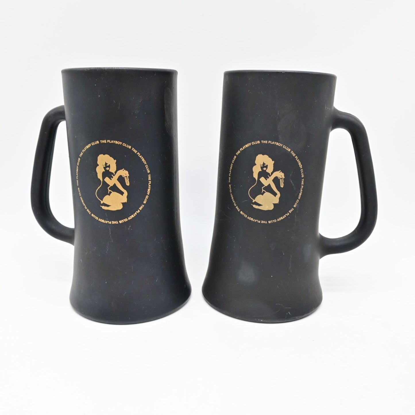 Vintage Playboy Club Black Beer Steins With Gold Logo Set Of 4