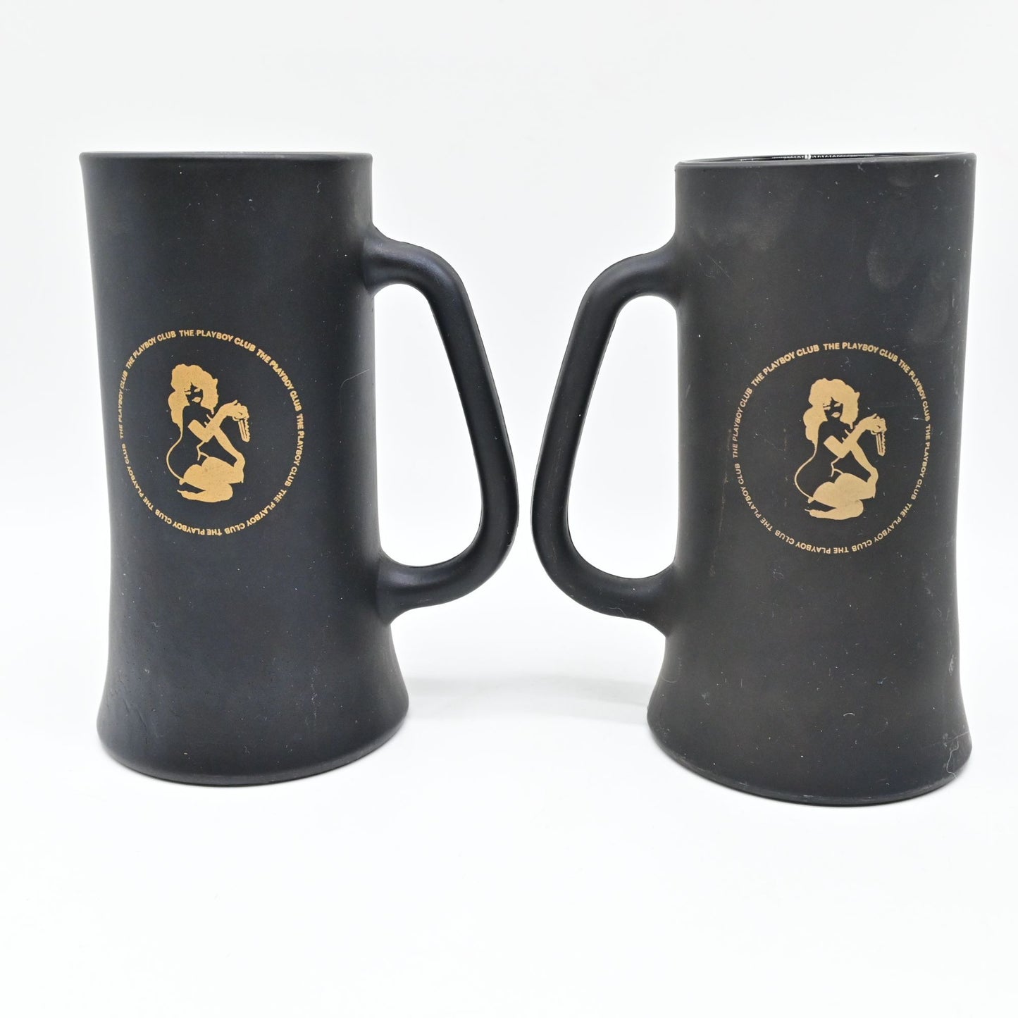 Vintage Playboy Club Black Beer Steins With Gold Logo Set Of 4