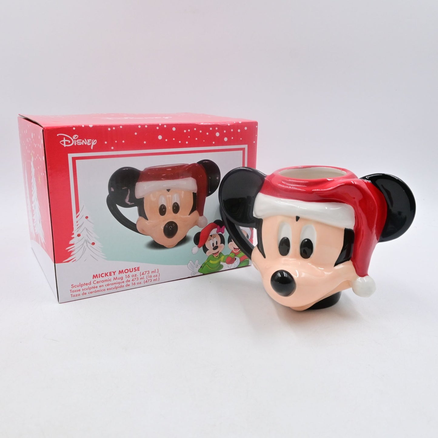 Disney Mickey Mouse Figural Head Santa Hat Coffee Mug 16oz New In Box