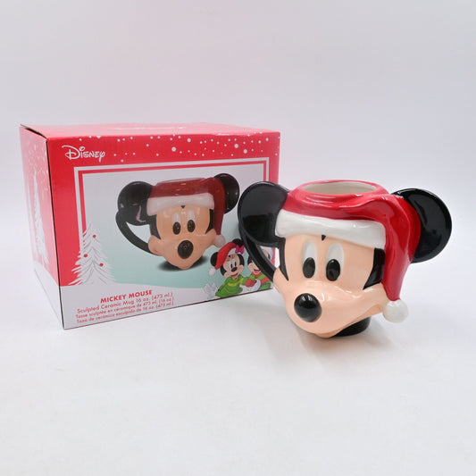 Disney Mickey Mouse Figural Head Santa Hat Coffee Mug 16oz New In Box
