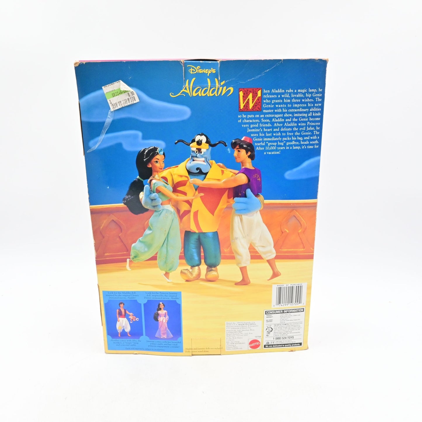 Disney Aladdin Fashion Genie By Mattel Vintage 1993 Doll Box Damage New Open Box