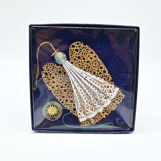 Smithsonian Institution Gold & White Angel Ornament Paper & Lace Design Holiday Decor