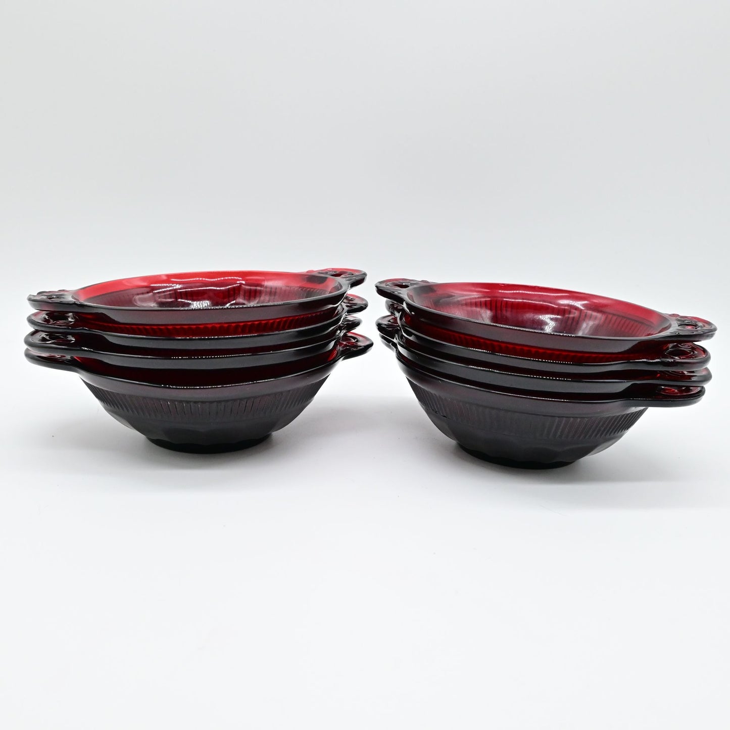 Anchor Hocking Coronation Royal Ruby Red Glass Berry Bowls Lot Of 8