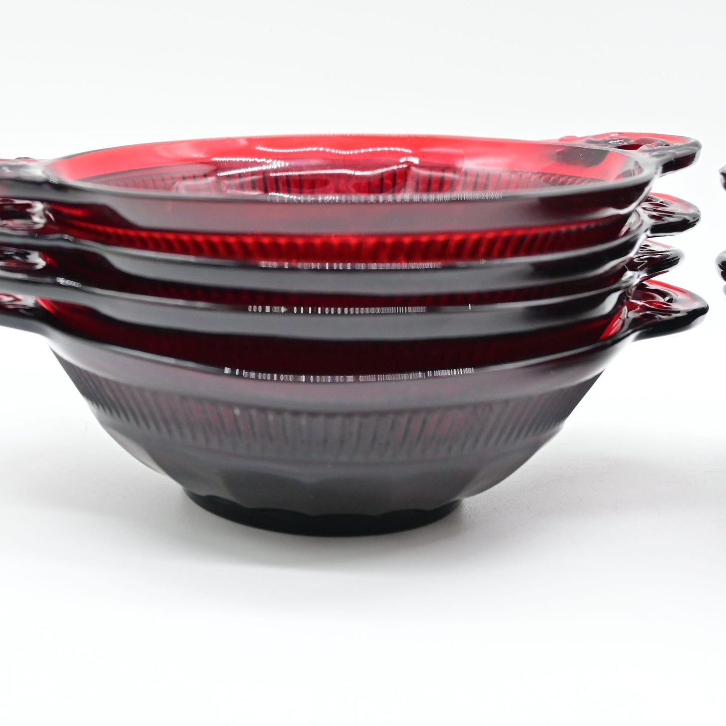 Anchor Hocking Coronation Royal Ruby Red Glass Berry Bowls Lot Of 8