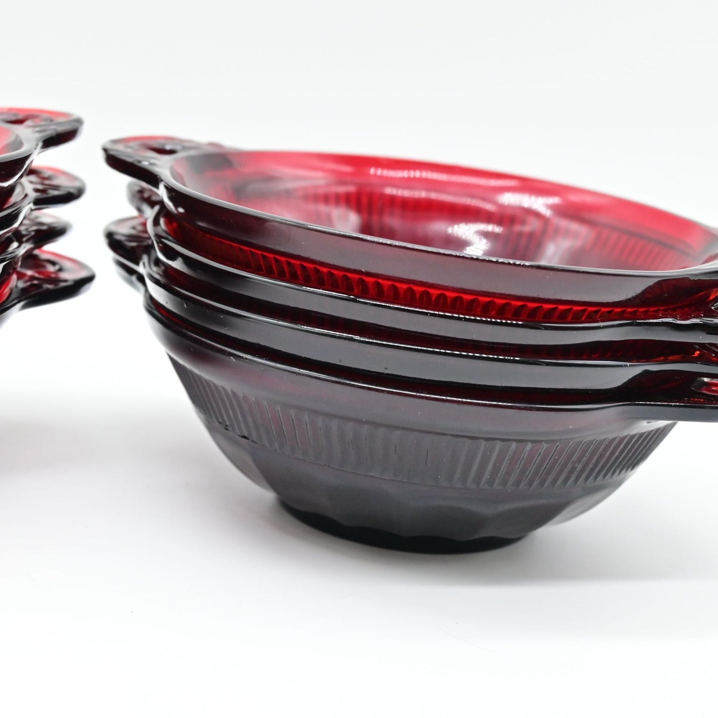 Anchor Hocking Coronation Royal Ruby Red Glass Berry Bowls Lot Of 8