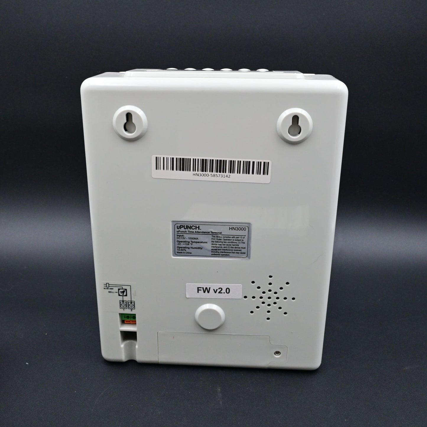 Upunch HN3000 Punch-to-Pay Time Clock w/ Power Adapter Cards Works No Key