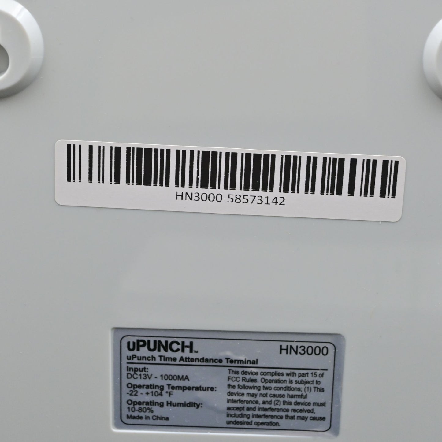 Upunch HN3000 Punch-to-Pay Time Clock w/ Power Adapter Cards Works No Key