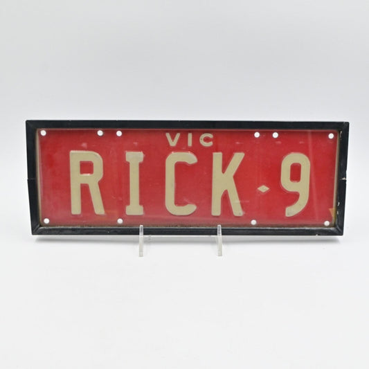 Victoria Australia License Plate Rick 9 Red Vintage