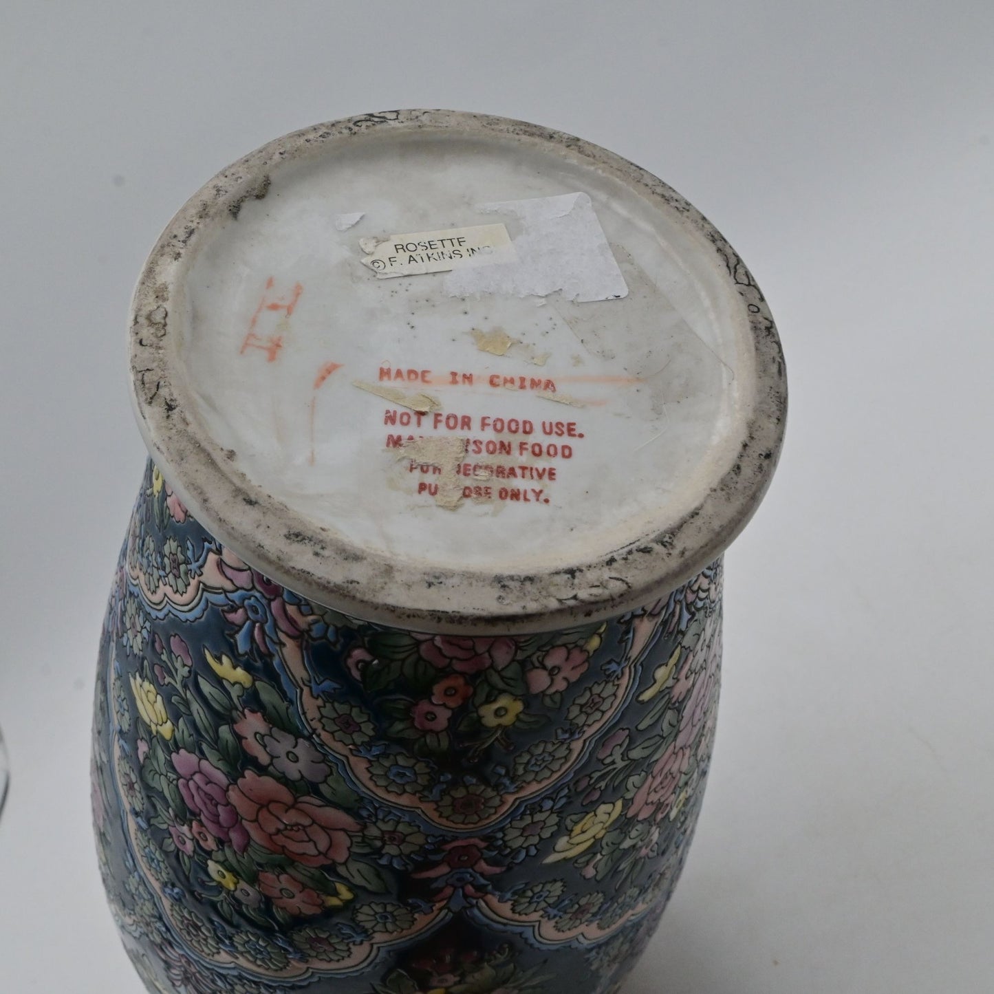Vintage Rosette F Atkins Inc. Oriental Floral Vase