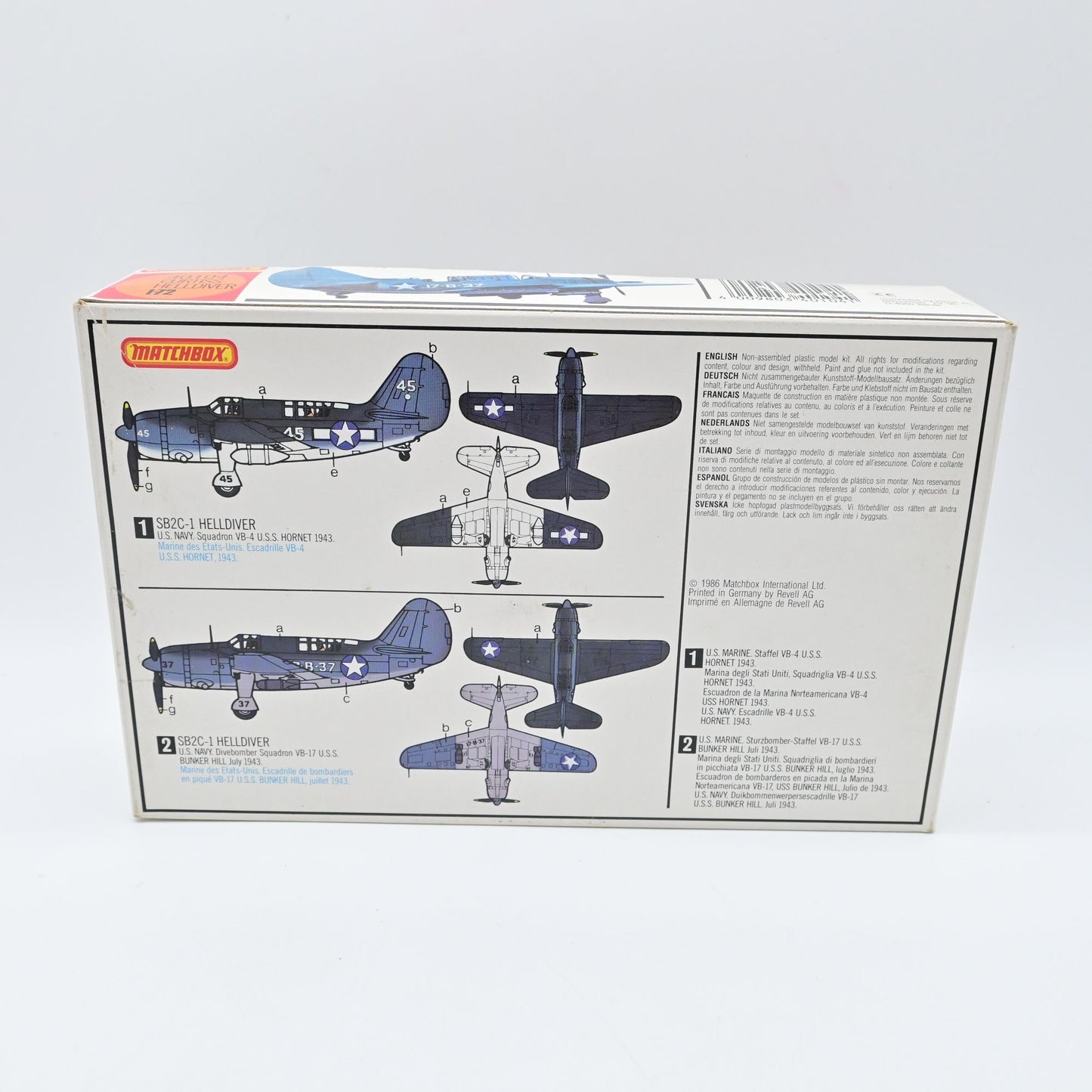 Matchbox Curtiss SB2C-1 Helldiver 1/72 Scale Model Kit #PK-104 Sealed