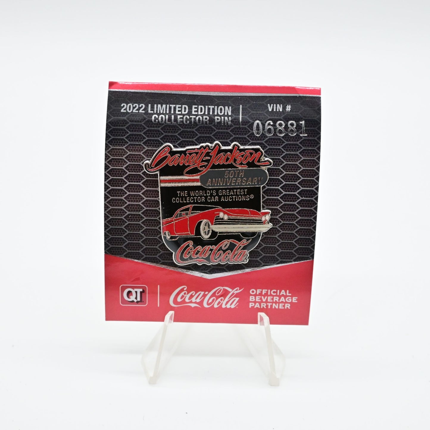 Coca Cola Barrett Jackson Auctions Limited Edition QT Pin 50th Anniversary