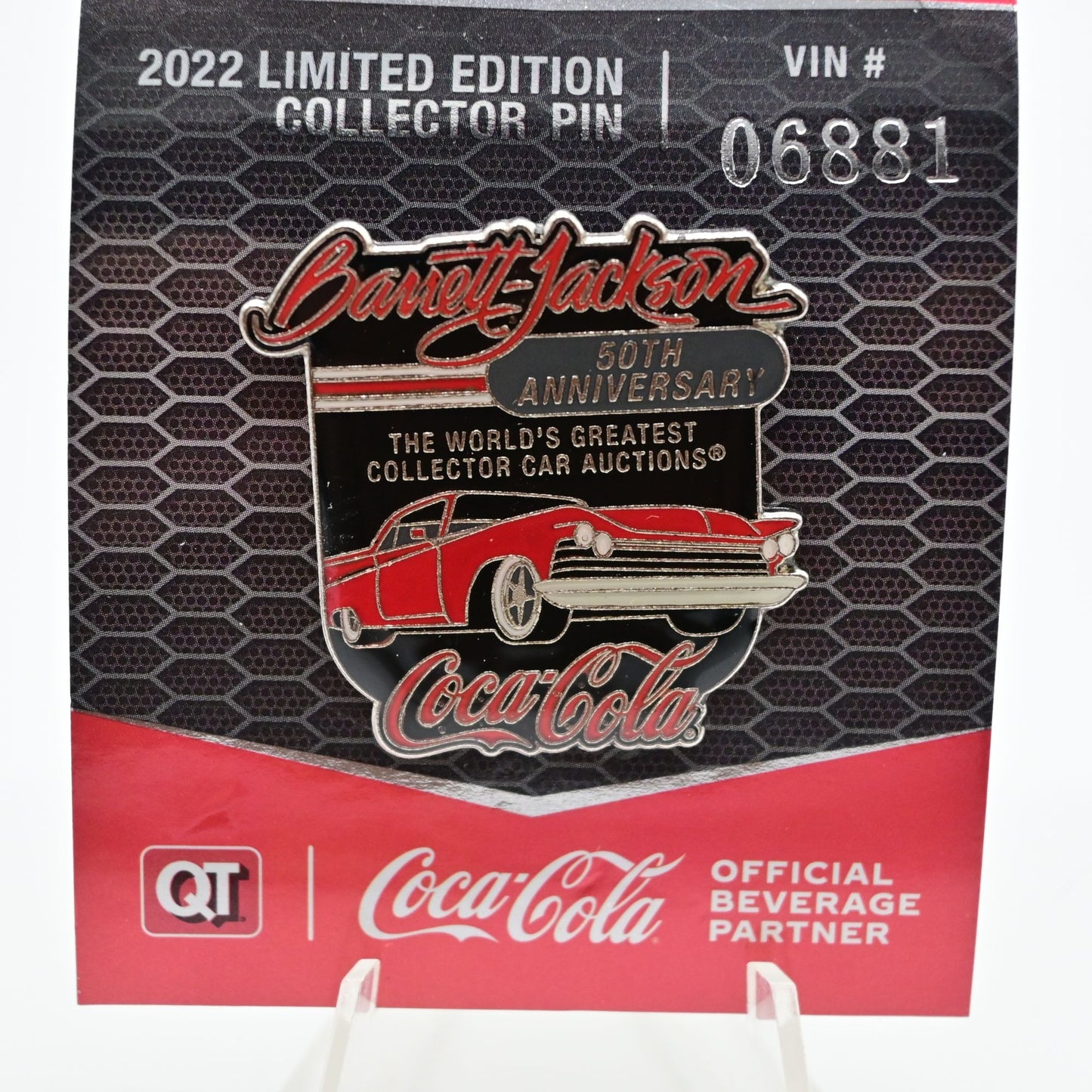 Coca Cola Barrett Jackson Auctions Limited Edition QT Pin 50th Anniversary