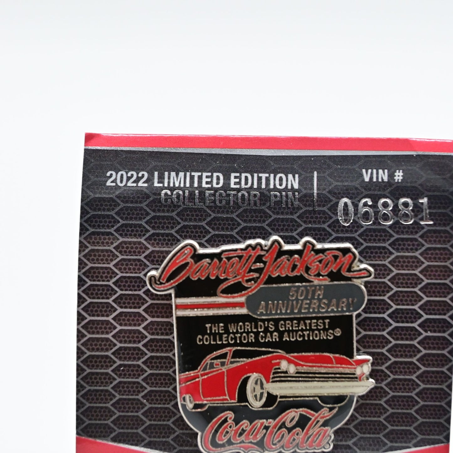 Coca Cola Barrett Jackson Auctions Limited Edition QT Pin 50th Anniversary