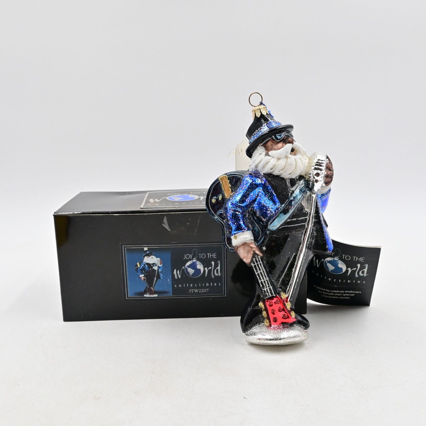 Joy to the World Collectibles Santa Does the Blues Glass Christmas Ornament
