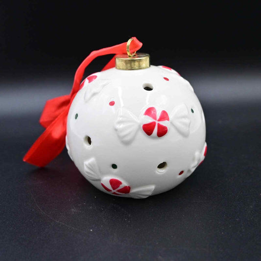 Ceramic Ball Light-Up White Candy Christmas Tree Ornament