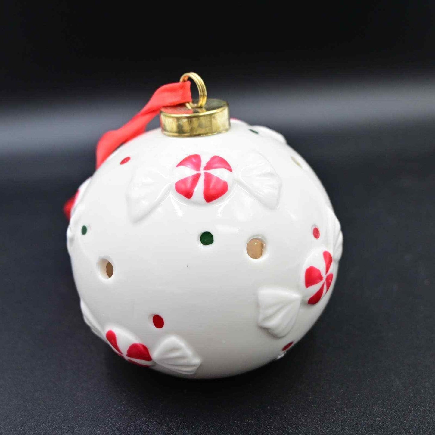Ceramic Ball Light-Up White Candy Christmas Tree Ornament