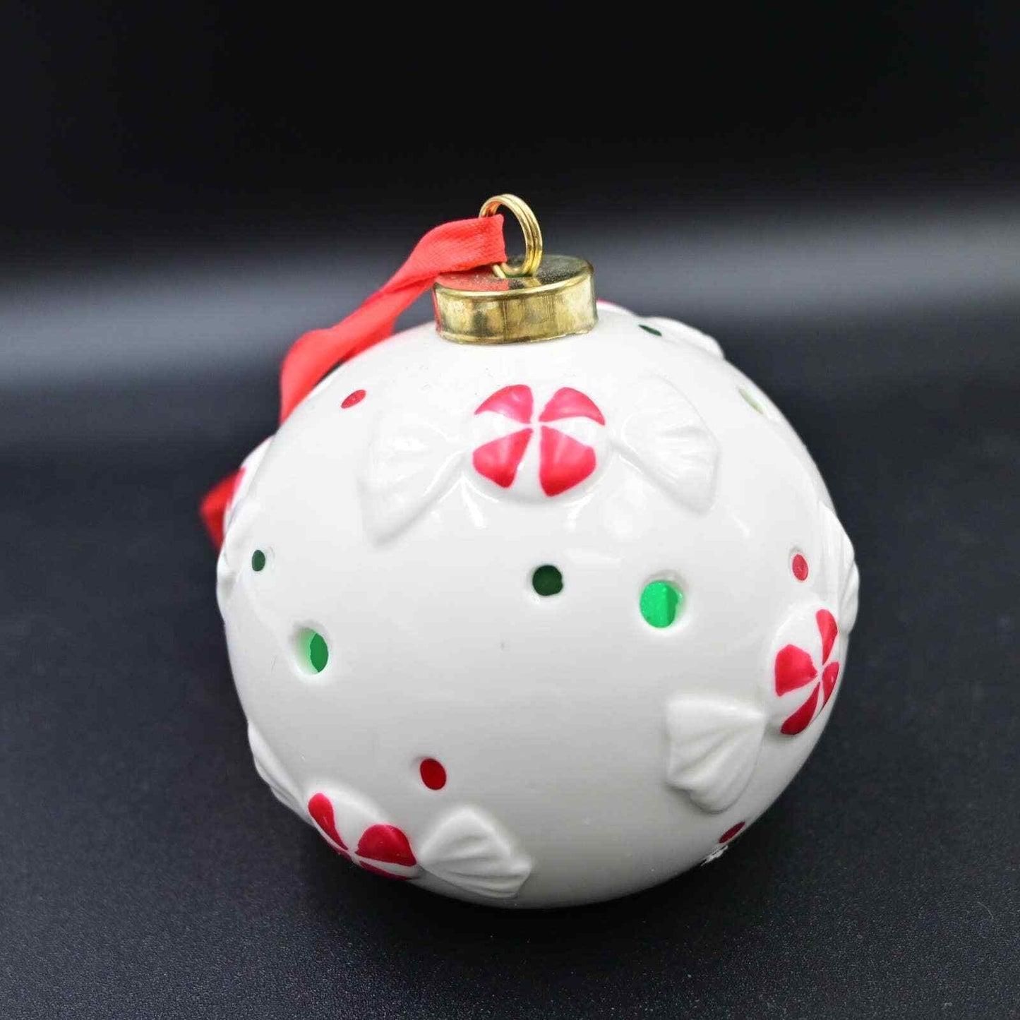 Ceramic Ball Light-Up White Candy Christmas Tree Ornament