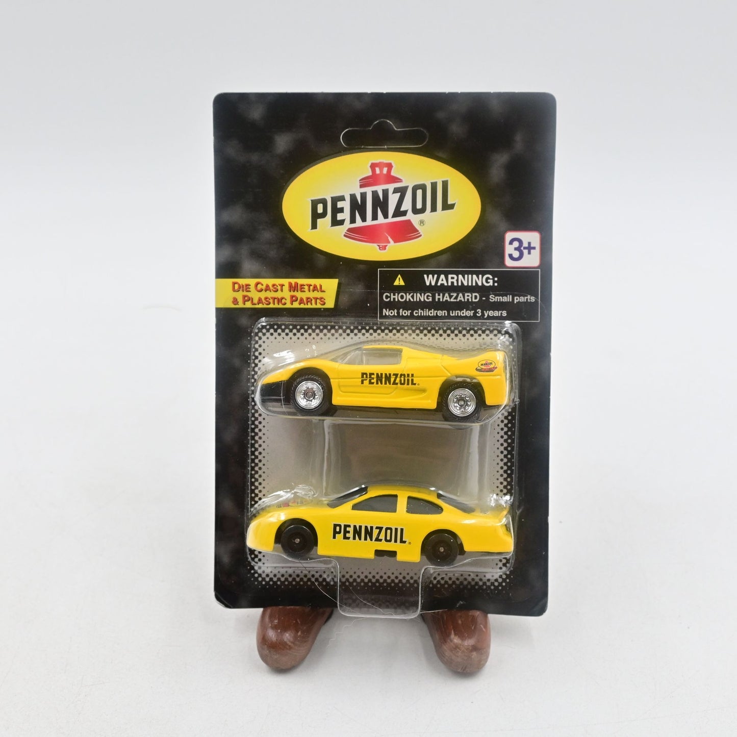 Pennzoil Two Pack Diecast Metal Racecars 2002 Golden Wheel Yellow Model Cars