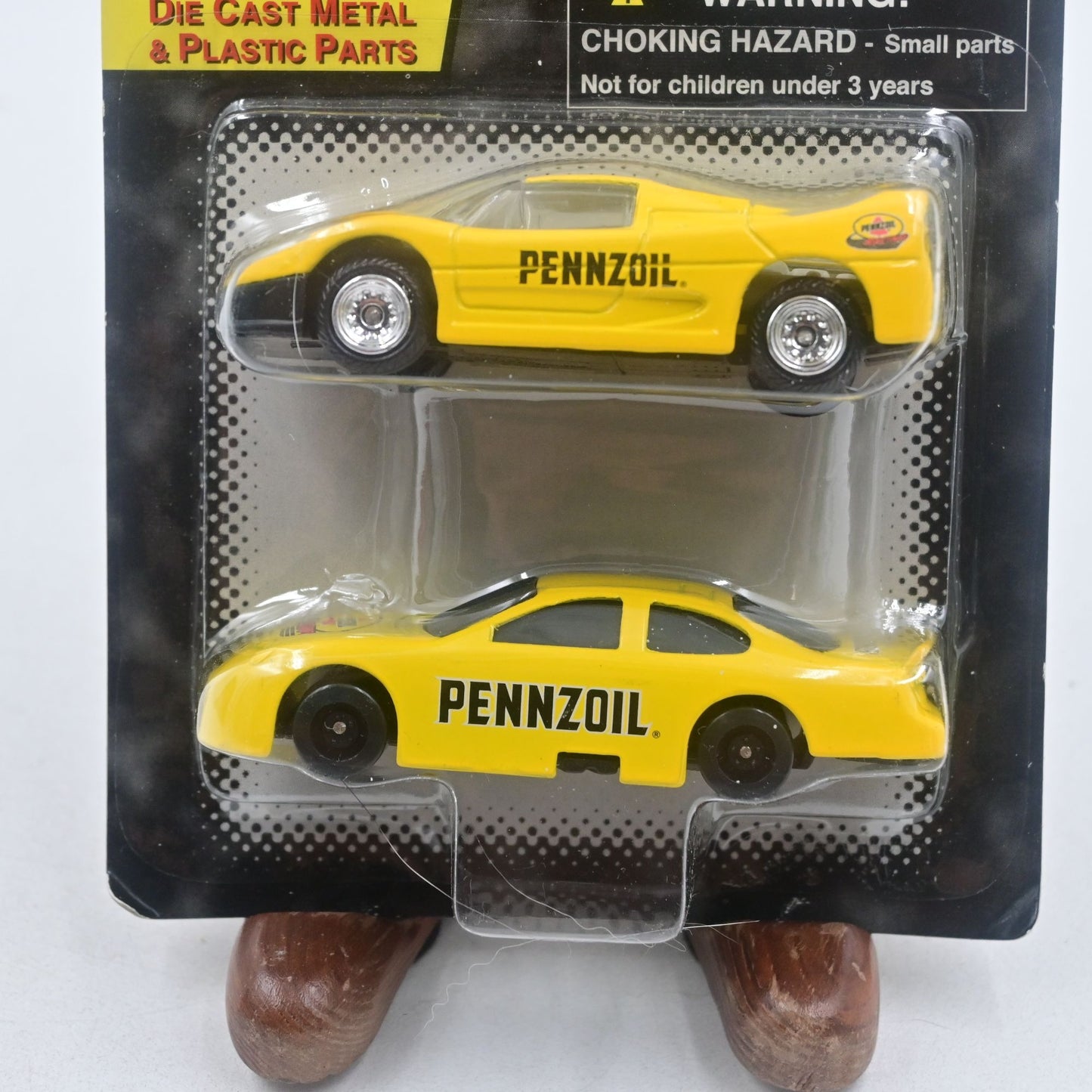Pennzoil Two Pack Diecast Metal Racecars 2002 Golden Wheel Yellow Model Cars