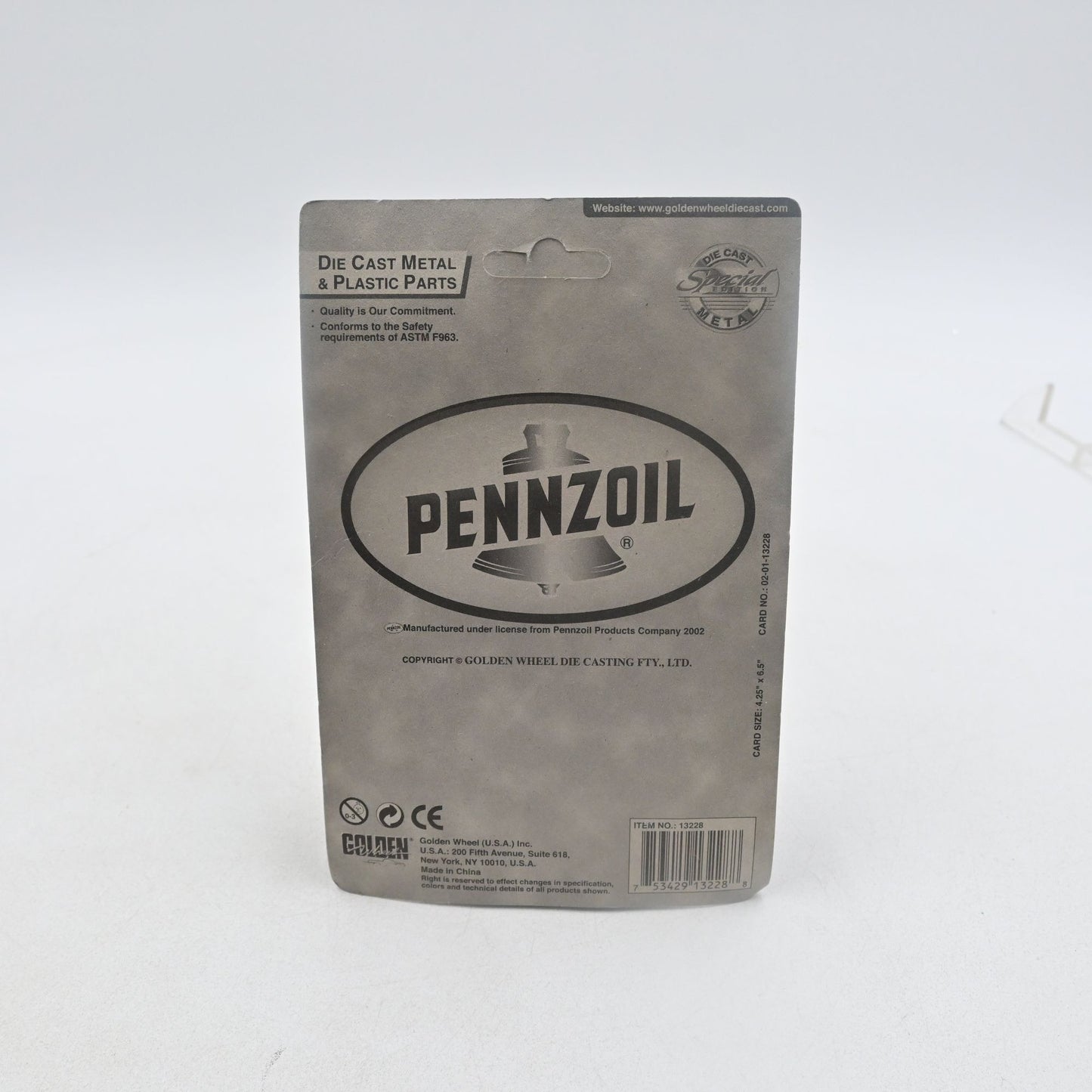 Pennzoil Two Pack Diecast Metal Racecars 2002 Golden Wheel Yellow Model Cars