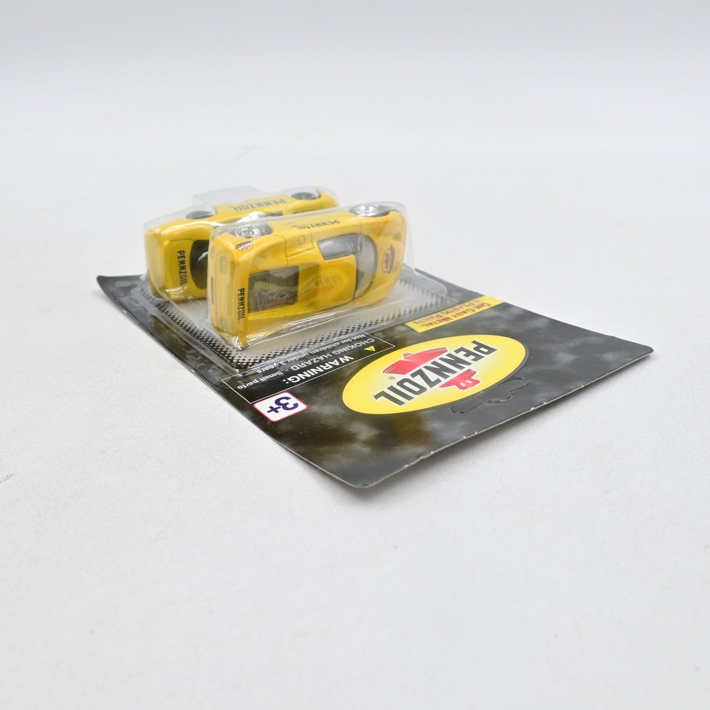 Pennzoil Two Pack Diecast Metal Racecars 2002 Golden Wheel Yellow Model Cars