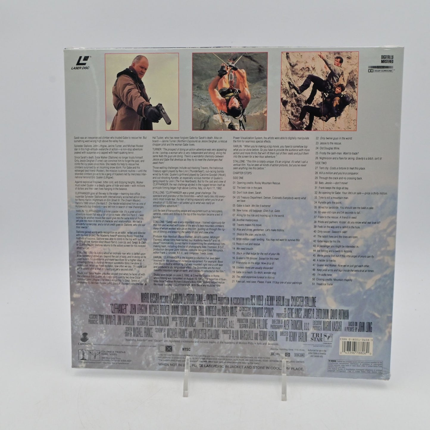 Vintage Stallone Cliffhanger Laserdisc Deluxe Widescreen Version 1993 Action Film