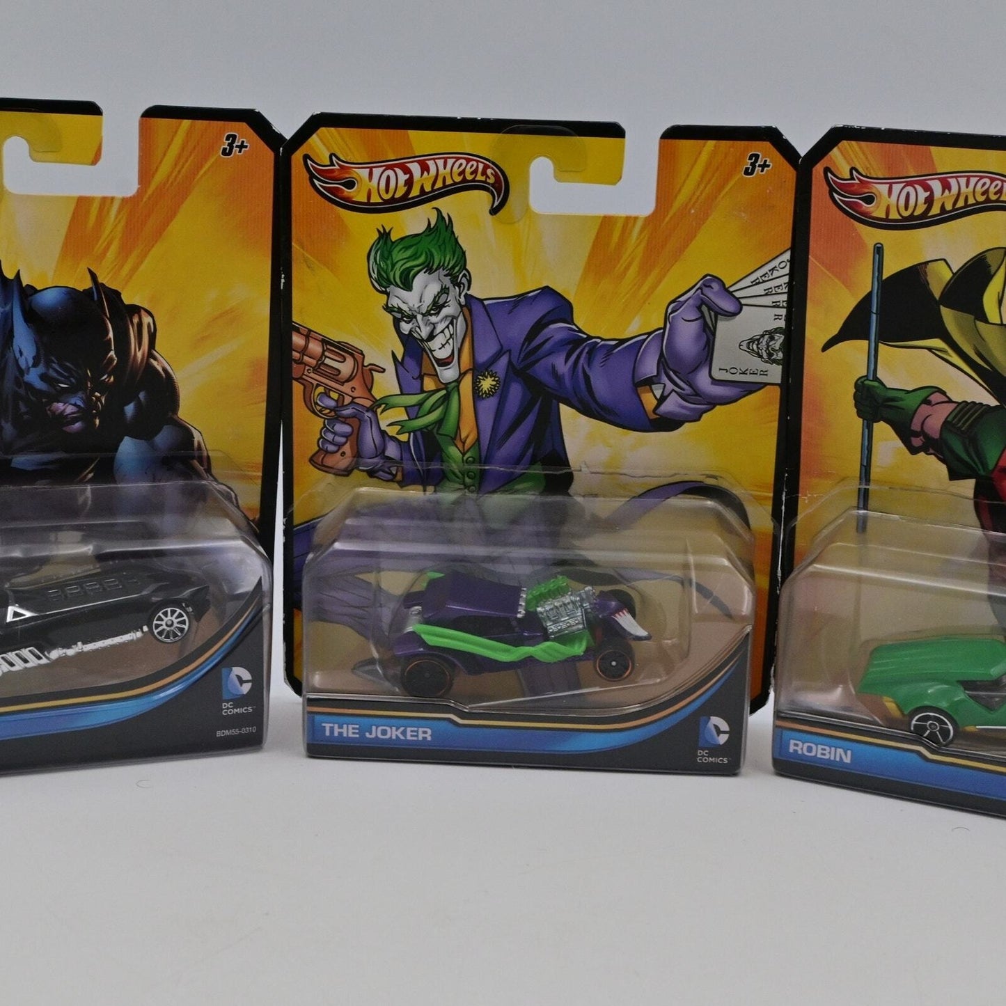 Hot Wheels DC Comics Batman, The Joker, & Robin Bundle Of 3
