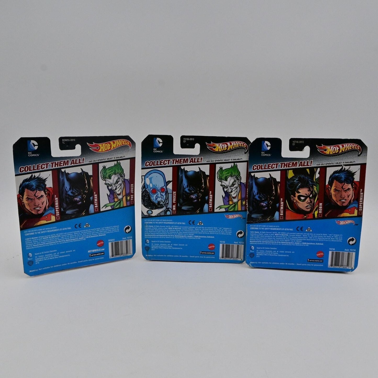 Hot Wheels DC Comics Batman, The Joker, & Robin Bundle Of 3