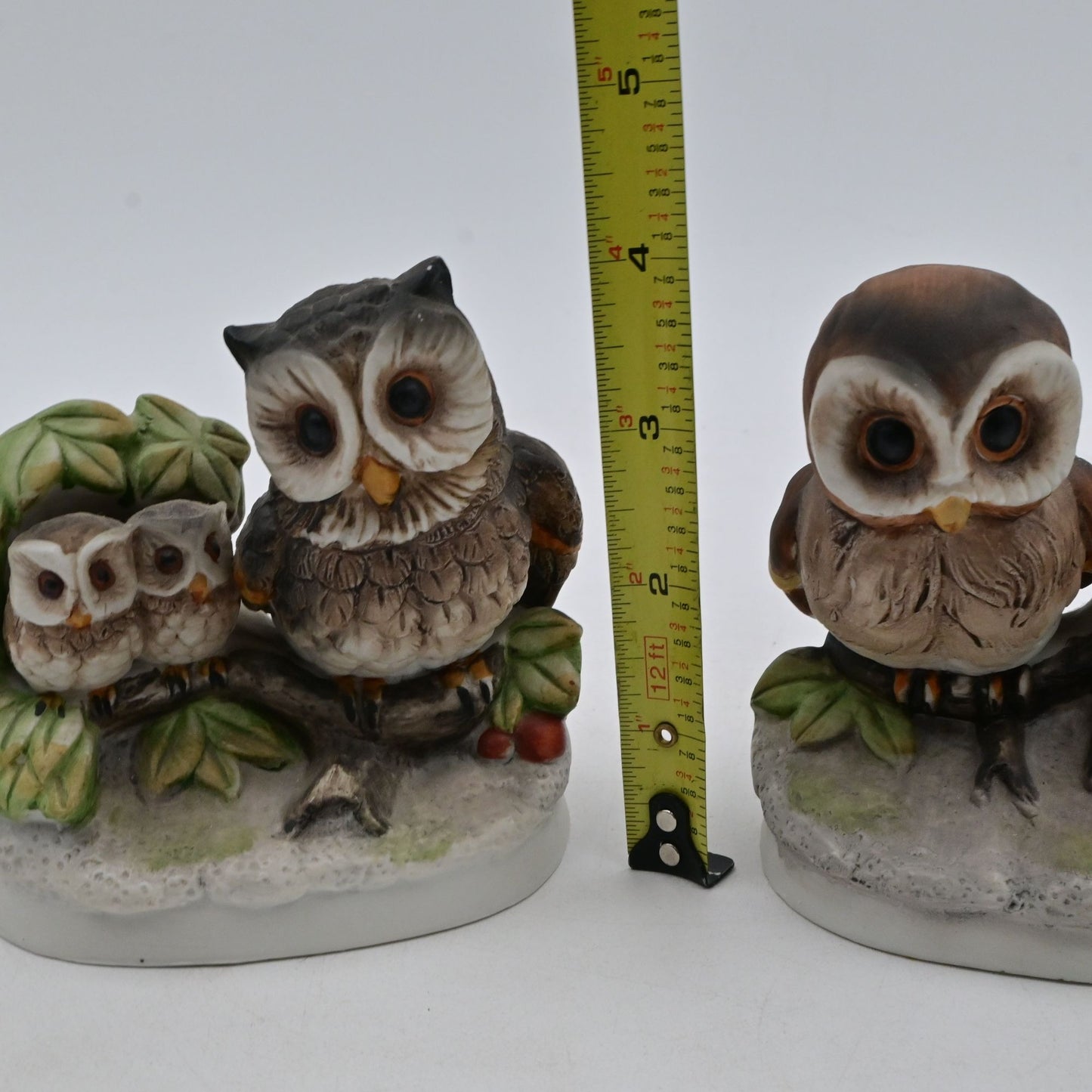 Vintage Homco Ceramic Owl Figurines Set Of 2 With Family