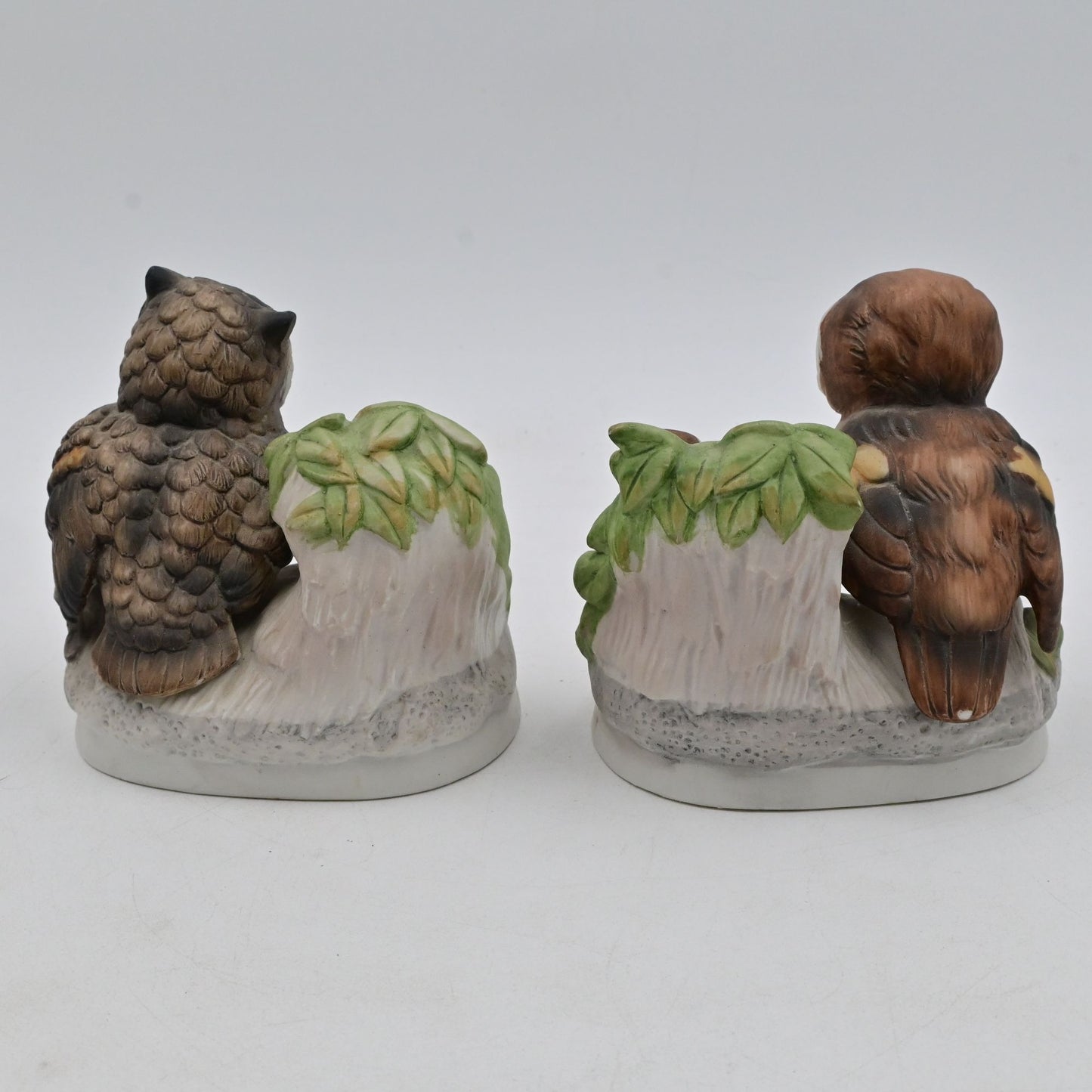 Vintage Homco Ceramic Owl Figurines Set Of 2 With Family