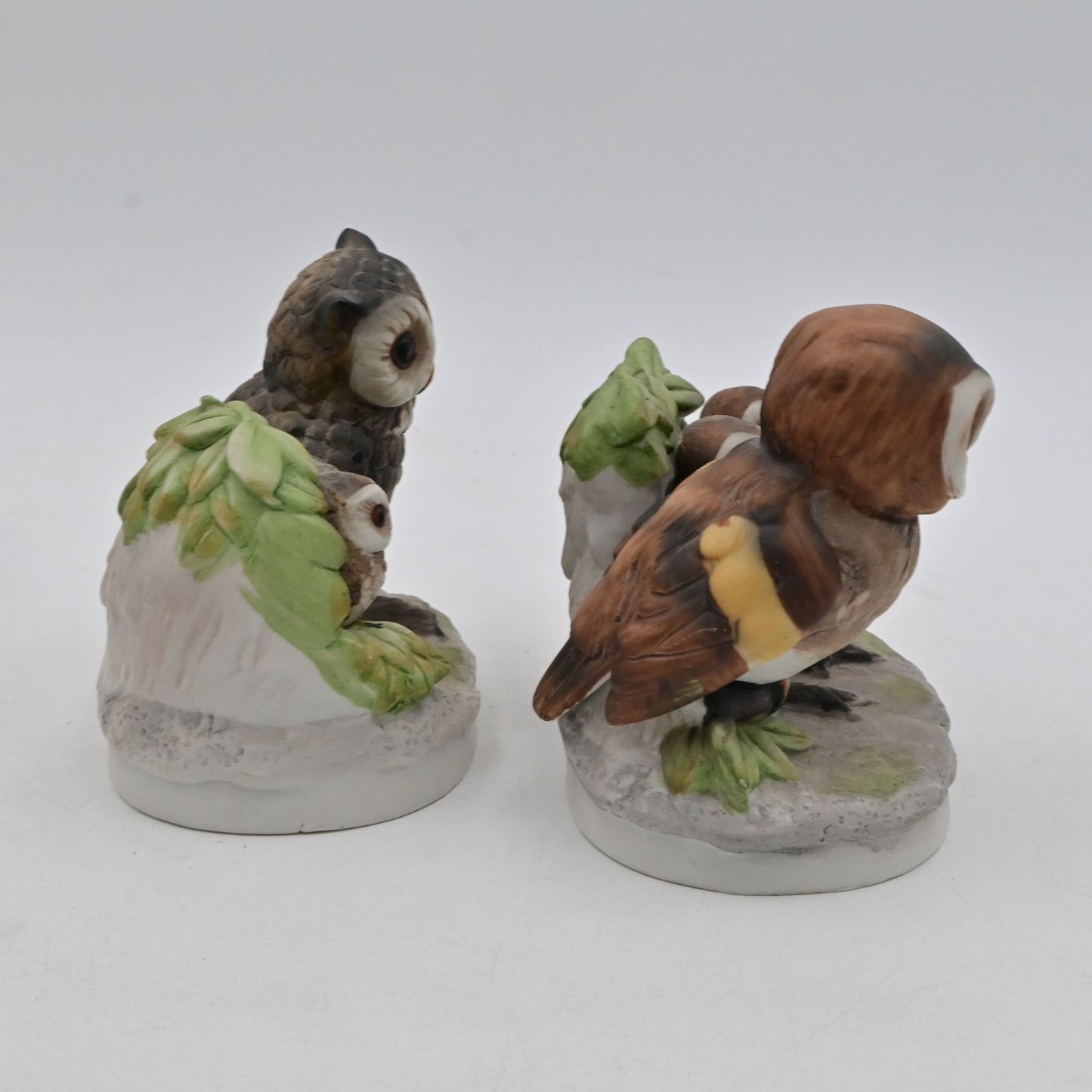 Vintage Homco Ceramic Owl Figurines Set Of 2 With Family