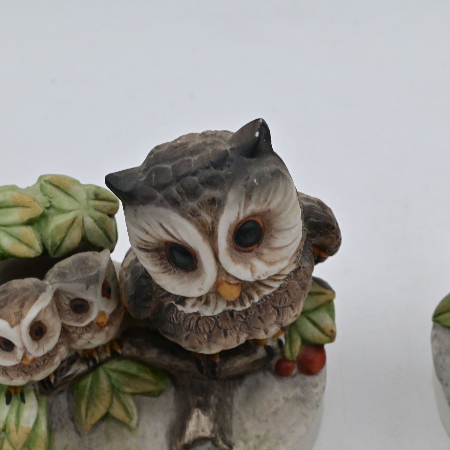 Vintage Homco Ceramic Owl Figurines Set Of 2 With Family