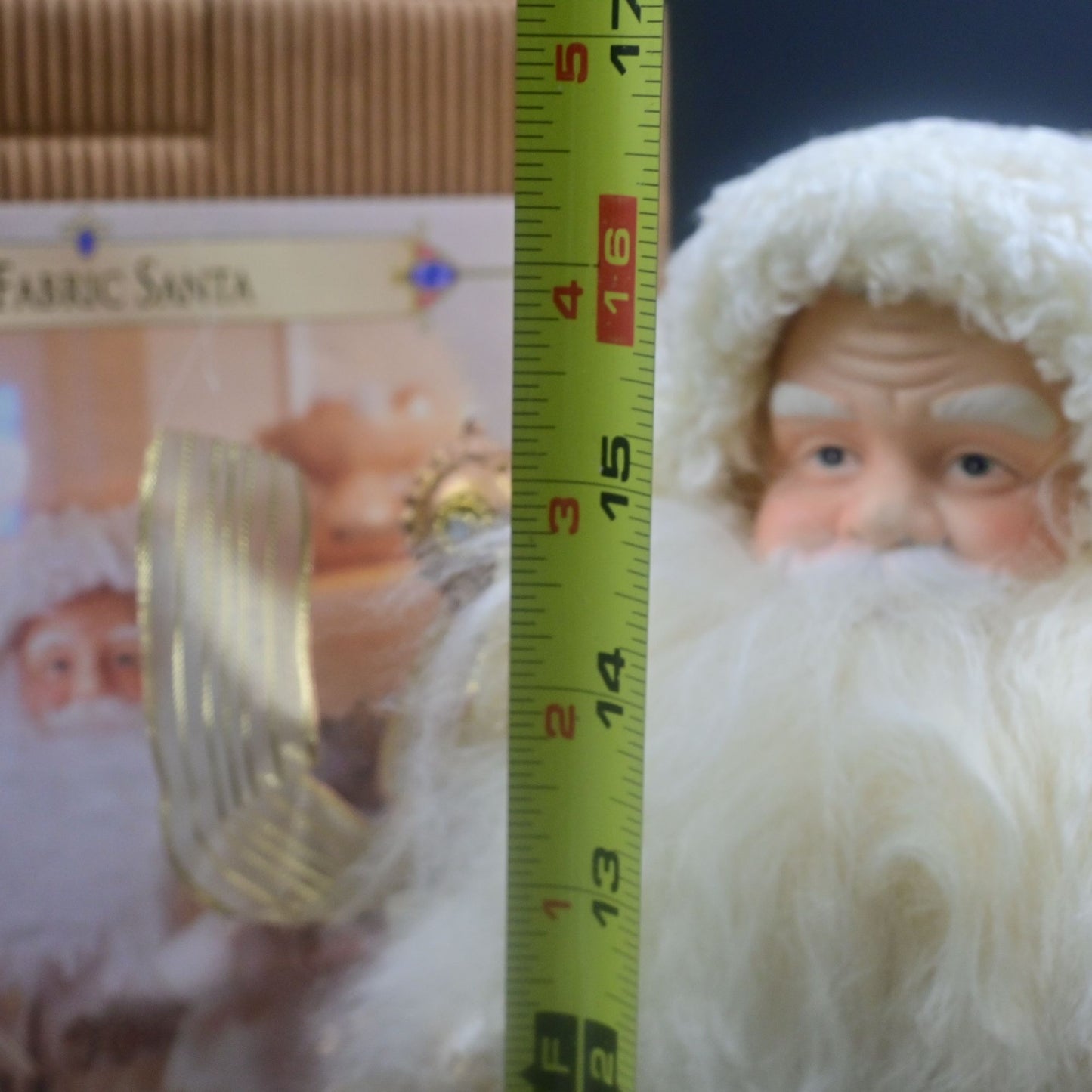 16" Fabric Santa in White Grandeur Noel Collector's Edition Christmas w Box